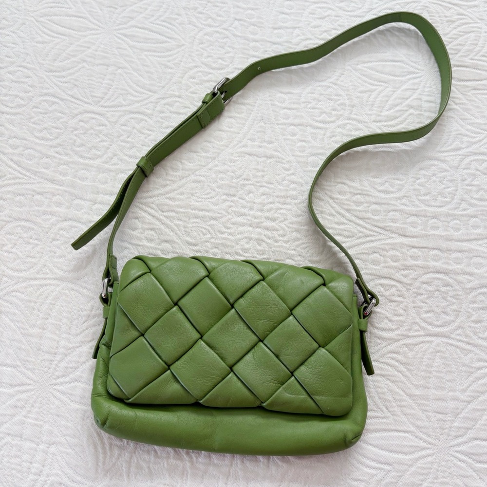 & Other Stories Braided Leather Crossbody Bag, Green